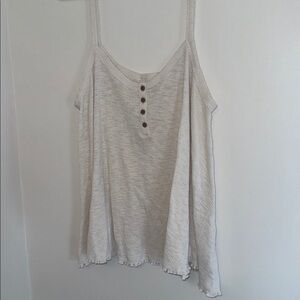 American Eagle Cream Sleeveless Button-Front Top